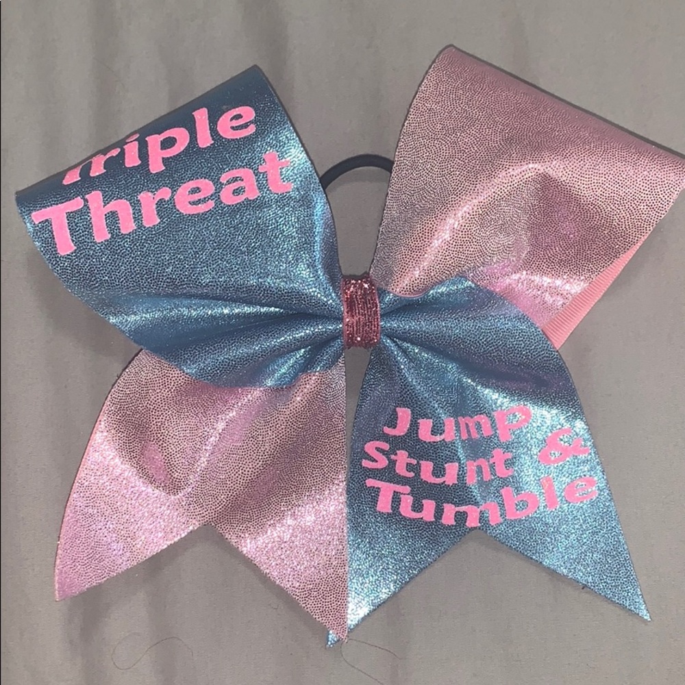 Pink and blue cheer bow